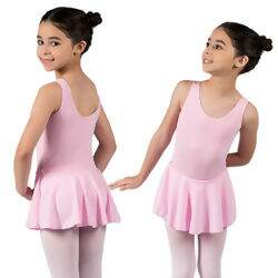 Collant de Ballet Decote Redondo com Saia Infantil - Rosa