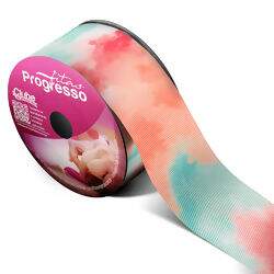 Fita de Gorgurão Estampada 38 mm Tie Dye Cor 206 - Peça c/ 10 mt