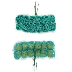 Flor de E.V.A. Mini Rosa c/ Tule Verde Jade - Pct c/ 144 peças