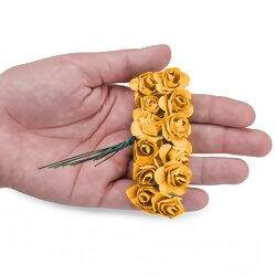 Flor de Papel Mini Rosa FL002 Cor 004 Amarelo - Pct com 144 unidades