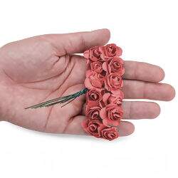 Flor de Papel Mini Rosa FL002 Cor 080 Coral - Pct com 144 unidades