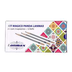 Kit Giz Mágico Panda Lanmax 3 Lapiseiras e 12 Refis