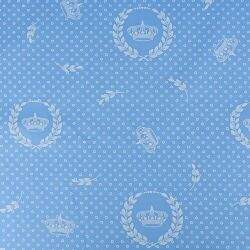 Tecido de Algodão Estampado (Meio Metro) - Coroa Azul