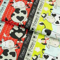 Tecido de Algodão Estampado (Meio Metro) - 2349 Faixas Vaca Moo