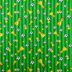 Tecido de Algodão Estampa Digital (Meio Metro) - Copa do Mundo Fundo Verde