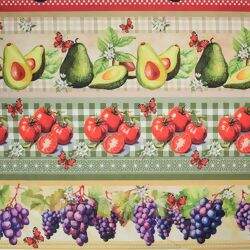 Tecido de Algodão Estampa Digital (Meio Metro) - Faixas Frutas
