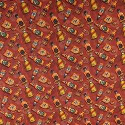 Tecido de Algodão Estampa Digital (Meio Metro) - Whisky Fundo Bordô