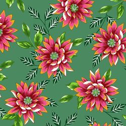 Tecido Chita de Algodão (Meio Metro) - Verde/Rosa