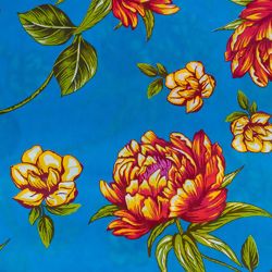 Tecido Chita de Algodão (Meio Metro) - Azul/Vermelho/Amarelo