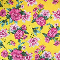 Tecido Chita de Algodão (Meio Metro) Ref. 3158V2 - Amarelo/Rosa/Turquesa