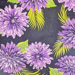 Tecido Chita 100% Algodão 0,50mx1,40m - Ref. 3161V3 Preto/Roxo/Verde