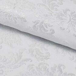 Tecido Jacquard Lurex (Meio Metro) c/ 1,40 mt de Largura - Branco/Prata