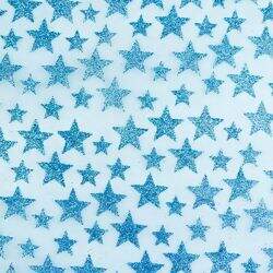 Tecido de Organza Glitter Estrela 1,48 mt de Largura Azul - 1 Metro
