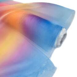 Tecido Organza Multicor Degradê Unicórnio - 1 Metro