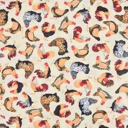 Tecido de Algodão Estampado (Meio Metro) - 2593 Coleção Galos e Galinhas
