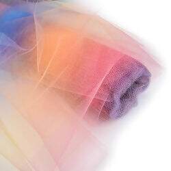 Tecido Tule Multicor Degradê Unicórnio - 1 Metro