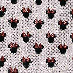 Tecido de Algodão Estampado (Meio Metro) - Coleção Disney Minnie Mouse Fundo Poá