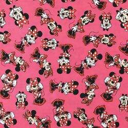 Tecido de Algodão Estampado (Meio Metro) - Coleção Disney Minnie Mouse Fundo Rosa