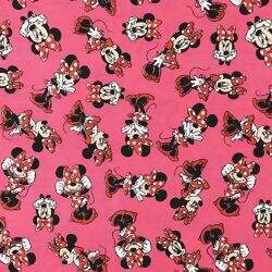 Tecido de Algodão Estampado (Meio Metro) - Coleção Disney Minnie Mouse Fundo Rosa