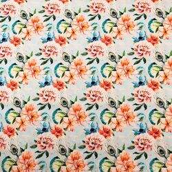 Tecido de Algodão Estampa Digital (Meio Metro) - Floral e Pérolas 