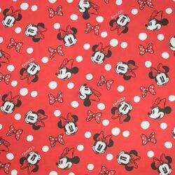 Tecido de Algodão Estampado (Meio Metro) - Coleção Disney Minnie Mouse Vermelho Poá