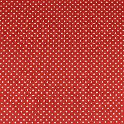 Tecido de Algodão Estampado (Meio Metro) - Vermelho e Bola Branca