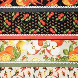 Tecido de Algodão Estampado 0,55x1,50m - Faixas Frutas e Legumes