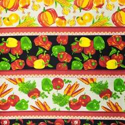 Tecido de Algodão Estampado 0,55x1,50m - Faixas Legumes