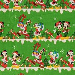 Tecido de Algodão Estampado (Meio Metro) - Natal Mickey & Minnie Verde
