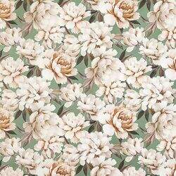 Tecido de Decoração Havana Estampa Digital com Proteção (Meio Metro) - 5727D Floral Fundo Verde