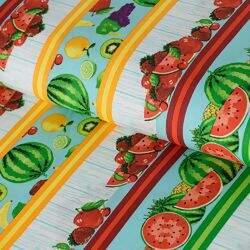 Tecido de Algodão Estampado (Meio Metro) - Barrado Salada de Frutas