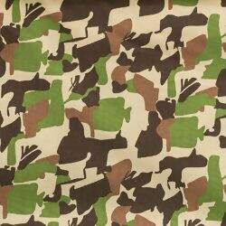 Tecido de Algodão Estampado (Meio Metro) - Camuflado Bege e Verde