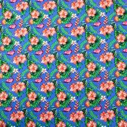 Tecido de Algodão Estampa Digital (Meio Metro) - Flamingo Floral Azul