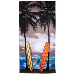 Toalha de Praia Aveludada 76x152 cm - Surfboard Palm