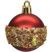 Bola de Natal 50 mm Mista Decorada Vermelho/Dourado Pacote com 12 unidades