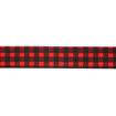 Fita de Cetim Estampada 22 mm Cor 142 Xadrez Vermelho e Preto - Peça c/ 10 mt