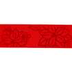Fita de Gorgurão Estampada 38 mm Cor 004 Estampa de Veludo Flor de Natal - Peça c/ 10 mt