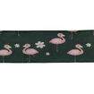 Fita de Gorgurão Estampada 38 mm Flamingo Fundo Preto - Peça c/ 10 mt