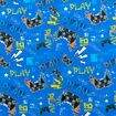 Tecido de Algodão Estampado (Meio Metro) - Game Fundo Azul