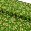 Tecido de Algodão Estampado (Meio Metro) - 2651 Natal Floral Verde e Dourado