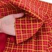 Tecido de Algodão Estampado (Meio Metro) - 2655 Natal Xadrez Vermelho e Dourado