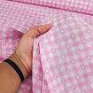 Tecido Popeline 100% Algodão Xadrez Rosa e Branco com Corações 1 Metro
