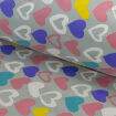 Tecido Soft Estampado 0,50x1,60m Cor:Corações Multicor Cinza