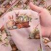 Tecido de Algodão Estampado (Meio Metro) - Coelhinhos da Páscoa Fundo Rosa