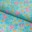 Tecido de Algodão Estampado (Meio Metro) - Borboletas Fundo Turquesa 