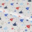 Tecido de Algodão Estampado (Meio Metro) - Barcos Fundo Branco