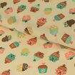 Tecido de Algodão Estampado (Meio Metro) - Cupcake Fundo Bege