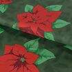 Tecido de Algodão Estampado (Meio Metro) - Natal Poinsétia Grande Fundo Verde