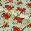 Tecido de Algodão Estampado (Meio Metro) - Natal Poinsétia Média Fundo Bege