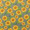 Tecido Tricoline Estampado Xadrez com Girassol 0,50x1,50m Cor:Girassol com Xadrez Preto